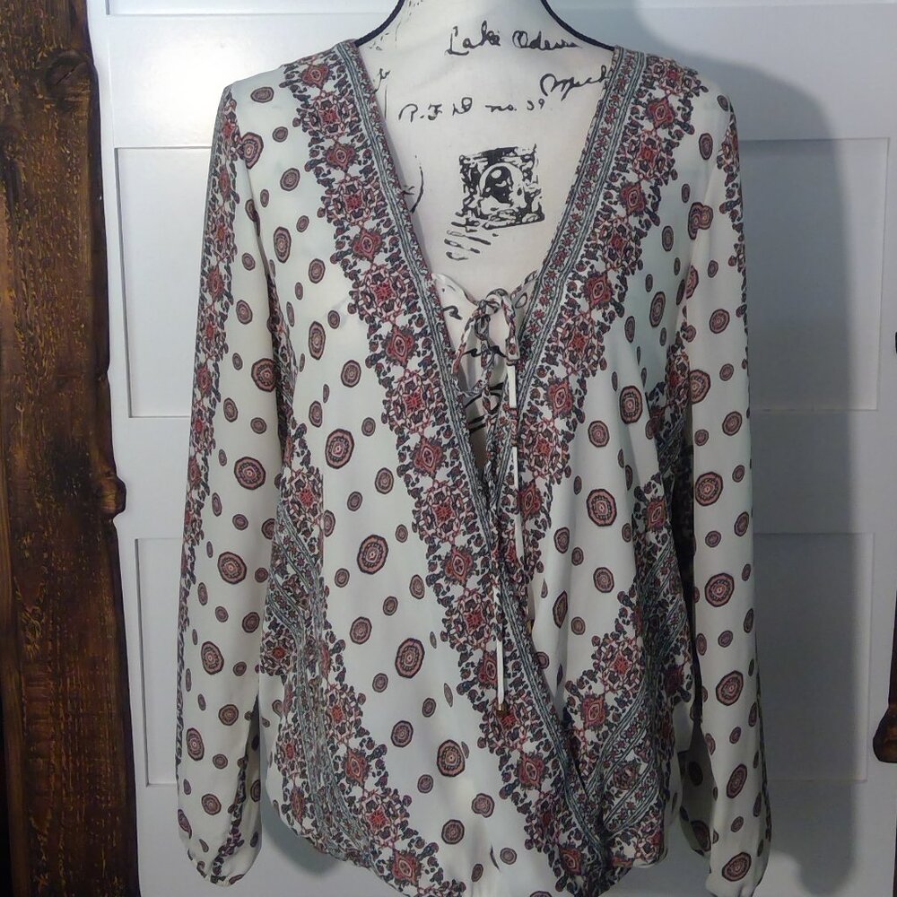 AB Studio Women's Crossover Tie Blouse (Size L)